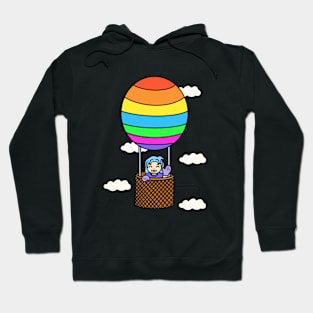 Cute girl ride hot air balloon Hoodie